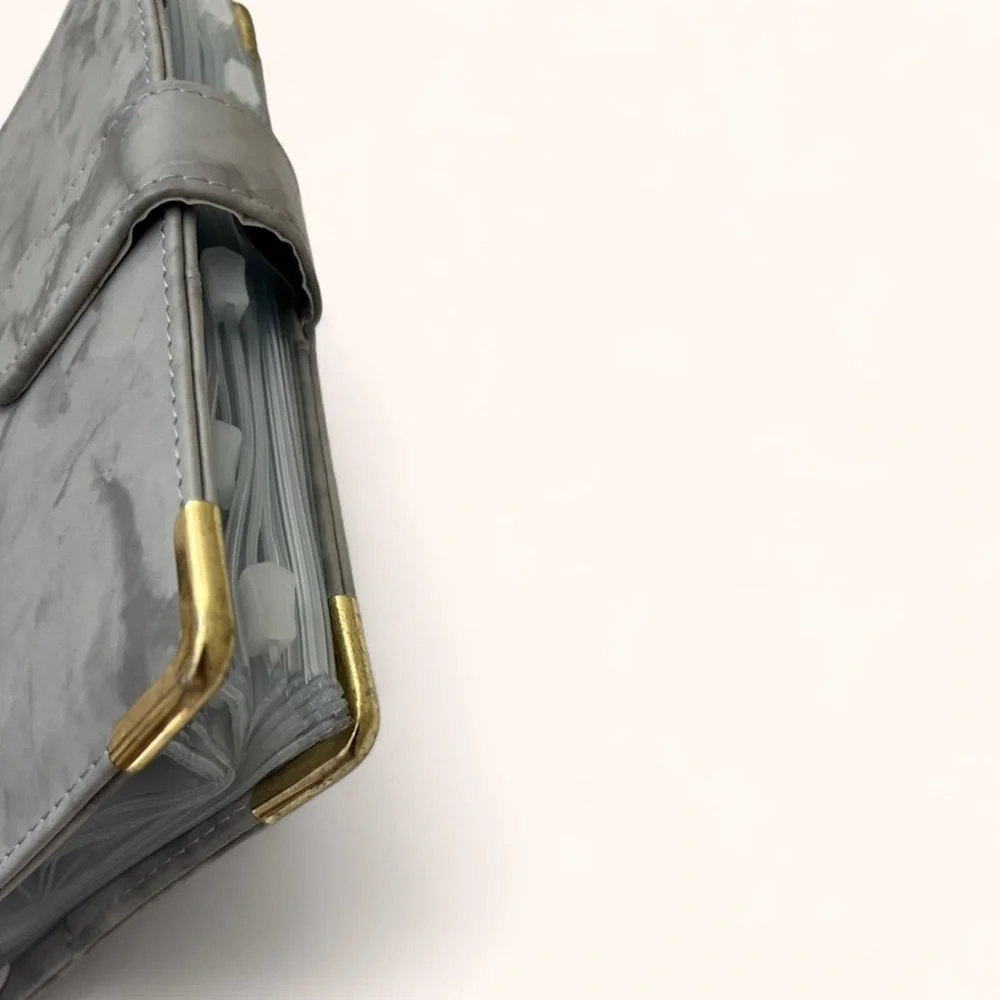 Gray White Marble Magnetic Clip Closure Budget Binder Savings Challenge